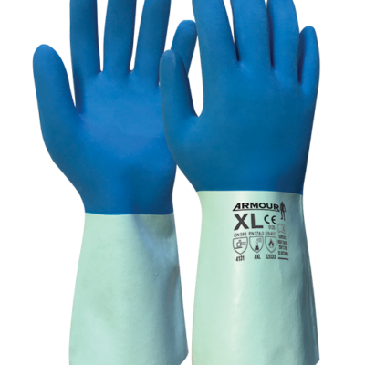 BLUE LATEX CHEMICAL & HEAT GAUNTLET GLOVE XL