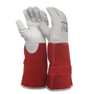 ARMOUR RED LEATHER TIG GLOVE KEVLAR LINED (L)