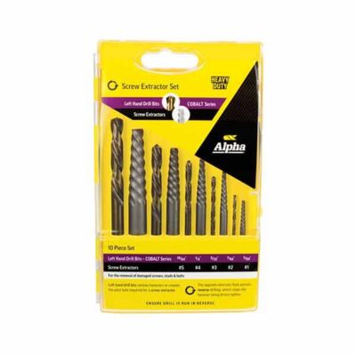ALPHA SCREW EXTRACTOR & LEFT HAND COBALT DRIL SET 10PC