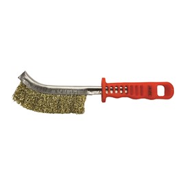 STEEL BRASS COATED SCRATCH BRUSH (RED HANDLE)