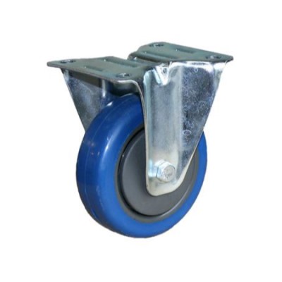 BLUE 100mm RUBBER CASTOR FIXED BALL/B (120KG)