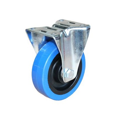 BLUE 125mm RUBBER CASTOR FIXED BALL/B (150KG)