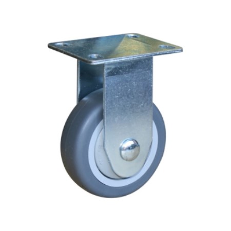 GREY 75mm RUBBER CASTOR FIXED (60KG)