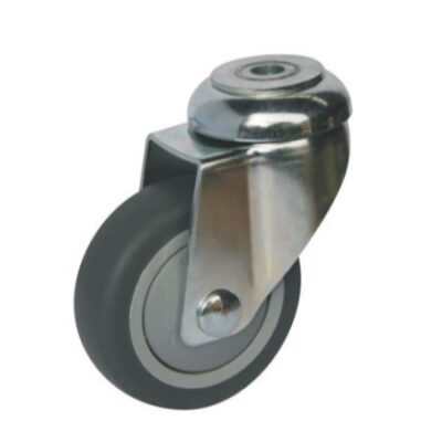 GREY 75mm  RUBBER CASTOR SWIVEL BOLT HOLE (60KG)