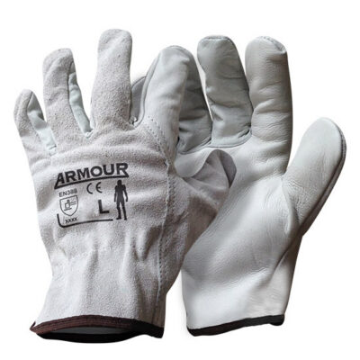 COWHIDE DRIVER/RIGGER GLOVE GREY (LARGE) BLUE BAND